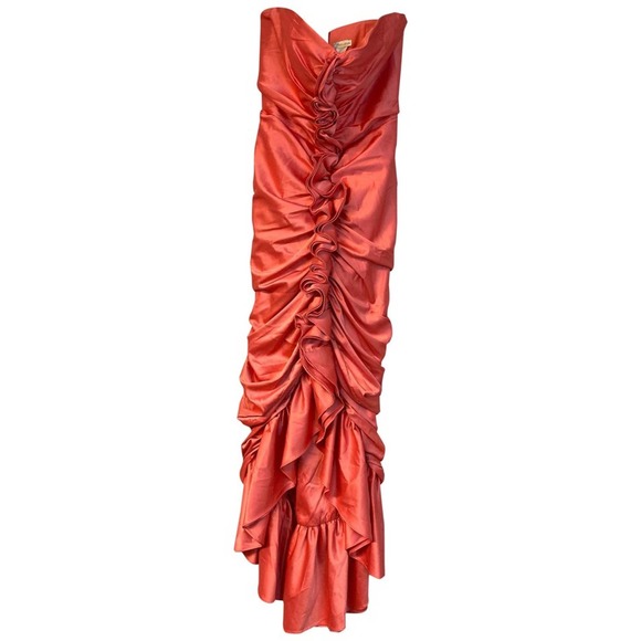 Rubber Ducky Productions stretch strapless satin poly cocktail dress L - Picture 1 of 7